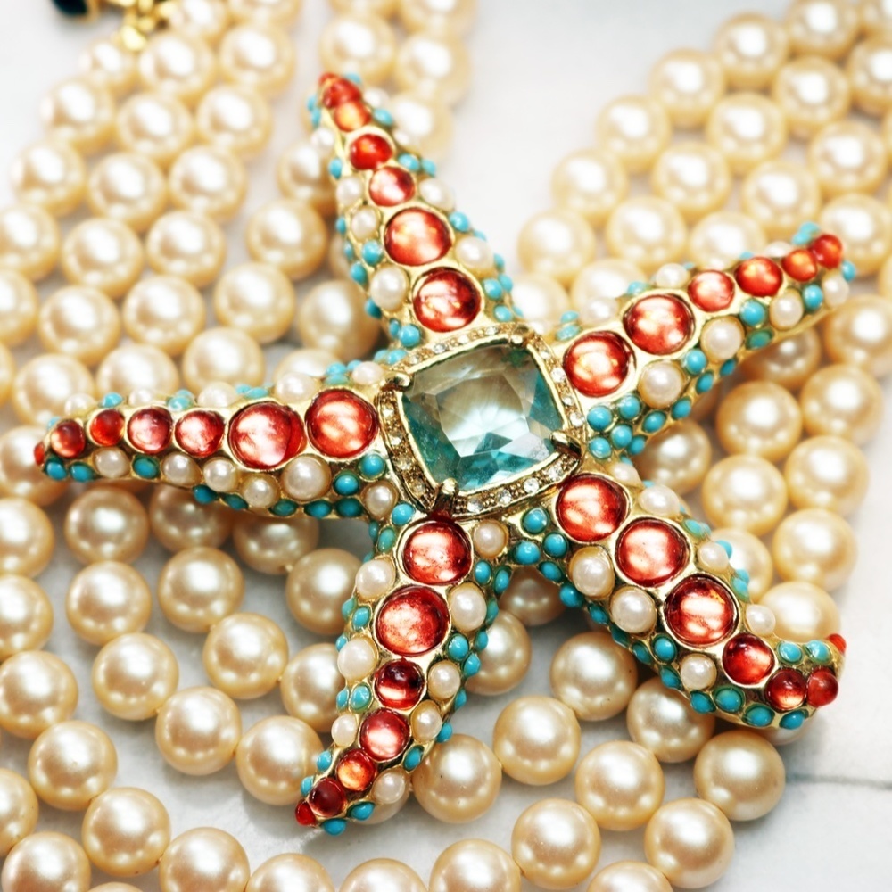 Vintage KJL Starfish Brooch & Earring Jewelry Set - Picture 2 of 12